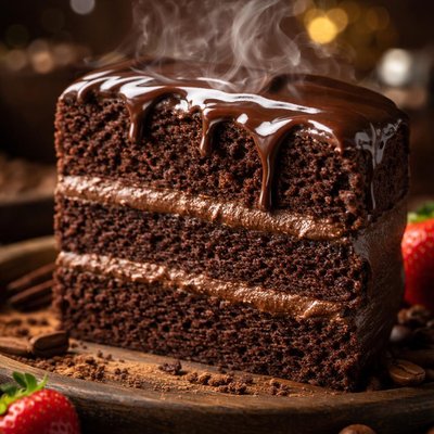 Image of Chocolate Layer Cake with Chocolate Glaze