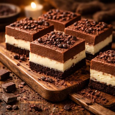 Image of Chocolate Layered No Bake Cheesecake Bars