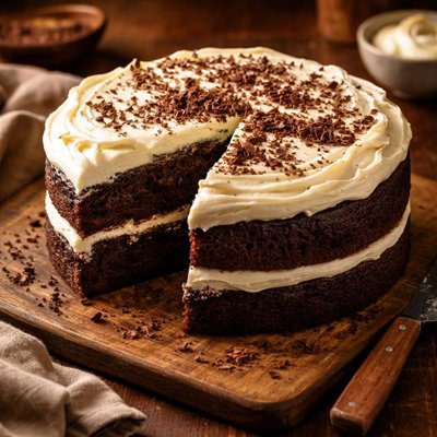 Image of Chocolate Mayonnaise Cake with Creamy Frosting