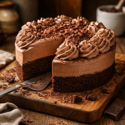 Image of Chocolate Mousse Cake with Chocolate Whipped Cream