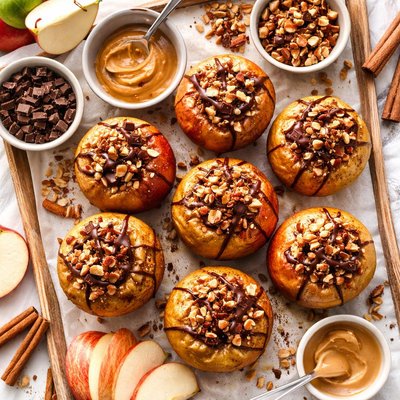 Image of Chocolate Nut Butter Baked Apples No Added Sugar