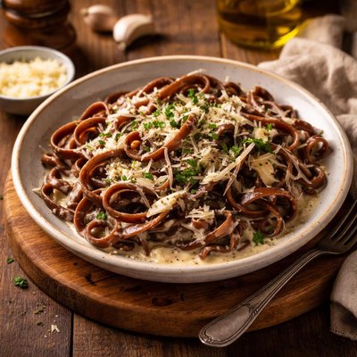 Image of Chocolate Pasta with Light Cream Sauce