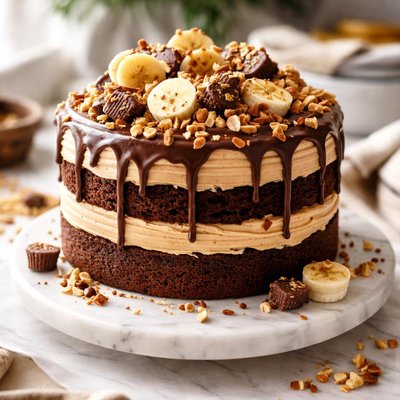 Image of Chocolate Peanut Butter and Banana Cake Aka Elvis Cake