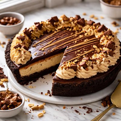 Image of Chocolate Peanut Butter Cheesecake Pie