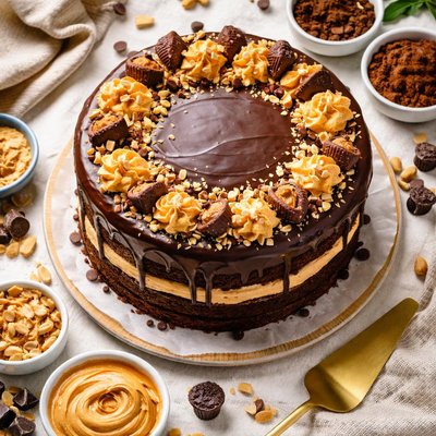 Image of Chocolate Peanut Butter Layer Cake