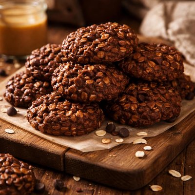 Image of Chocolate Peanut Butter Oat No Bake Cookies