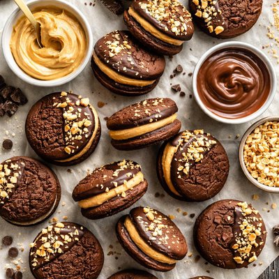 Image of Chocolate Peanut Butter Sandwich Cookies