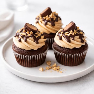 Image of Chocolate Peanut Butter Surprise Cupcakes Frosting
