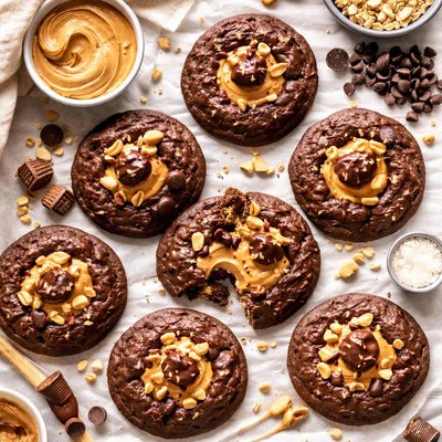 Image of Chocolate Peanut Butter Volcano Cookies