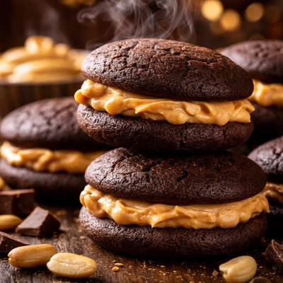 Image of Chocolate Peanut Butter Whoopie Pies