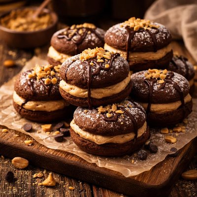 Image of Chocolate Peanut Butter Whoopie Puffs