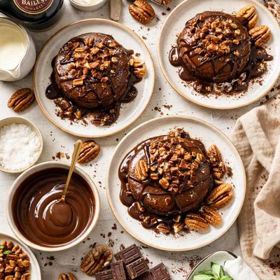 Image of Chocolate Pecan Cakes with Choc Baileys Sauce