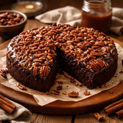 Image of Chocolate Pecan Upside Down Cake