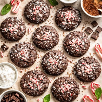 Image of Chocolate Peppermint Crackle Cookies