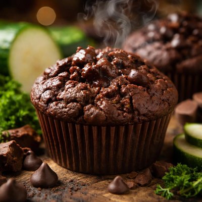 Image of Chocolate Pudding Zucchini Muffins