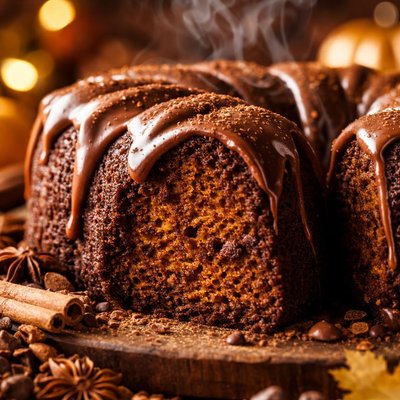 Image of Chocolate Pumpkin Cake with Cinnamon Chocolate Glaze