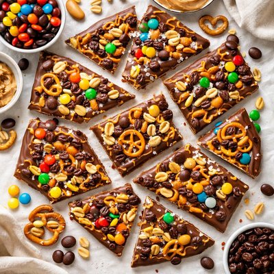 Image of Chocolate Raisin Prezel Peanut Butter Candy Bark