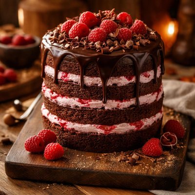Image of Chocolate Raspberry or Strawberry Tall Cake