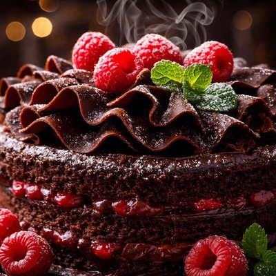 Image of Chocolate Raspberry Ruffle Cake
