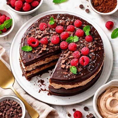 Image of Chocolate Raspberry Torte with Mocha Cream Filling