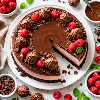 Image of Chocolate Raspberry Truffle Cheesecake