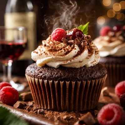 Image of Chocolate Red Wine Cupcakes with Mascarpone Icing