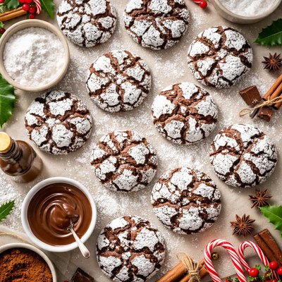 Image of Chocolate Snowflake Cookies Chocolate Crinkles Crackles
