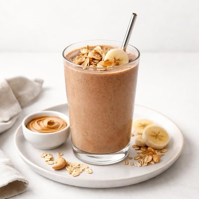 Image of Chocolate Soymilk Banana Peanut Butter Smoothie