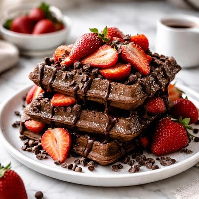 Image of Chocolate Strawberry Waffles