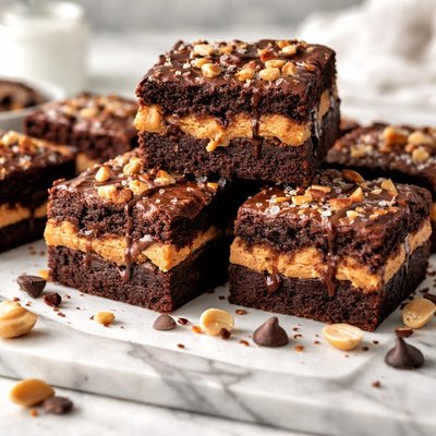 Image of Chocolate Stuffed Peanut Butter Brownies