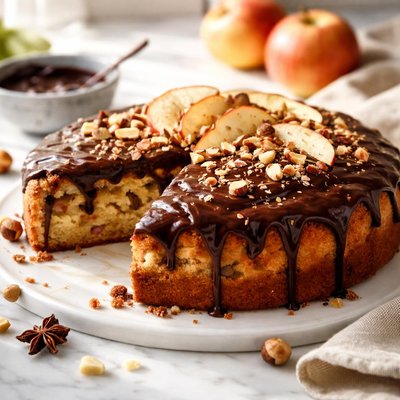 Image of Chocolate Topped Apple Cake