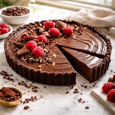 Image of Chocolate Truffle Tart with Chocolate Nib Crust