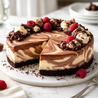 Image of Chocolate Vanilla Swirl Cheesecake