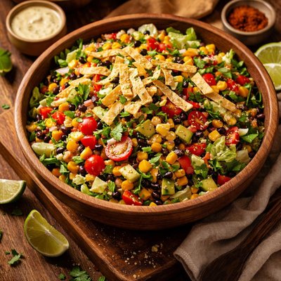 Image of Chopped Mexican Salad with Roasted Peppers Corn Tomatoes and