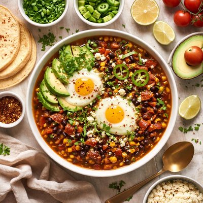Image of Chorizo and Black Bean Soup with Eggs