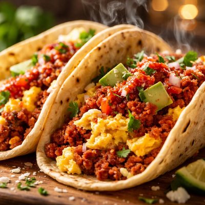 Image of Chorizo and Scrambled Egg Breakfast Tacos