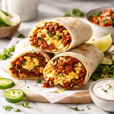 Image of Chorizo and White Cheddar Breakfast Burritos