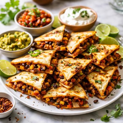 Image of Chorizo Black Bean and Corn Quesadillos