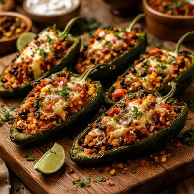 Image of Chorizo Stuffed Poblano Peppers Can Sub Sweet Peppers