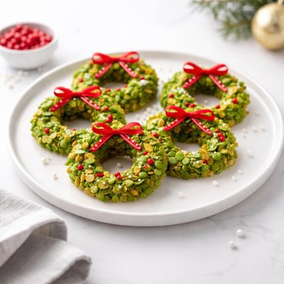 Image of Christmas Cornflake Wreath Cookies
