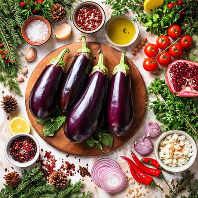 Image of Christmas Eggplant Aubergine Delicious Winter Vegetables