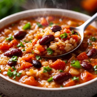 Image of Chunky Rice and Bean Soup