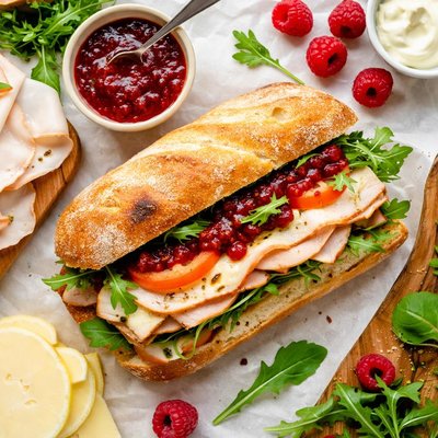 Image of Ciabatta Turkey Provolone and Raspberry Chipotle Sandwich