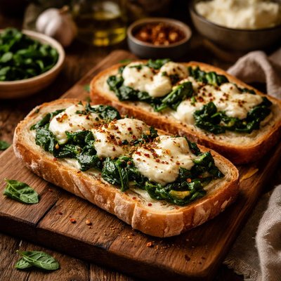 Image of Ciabatta with Spinach and Soft Cheese