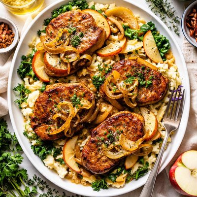 Image of Cider Braised Pork Chops with Heaven and Earth