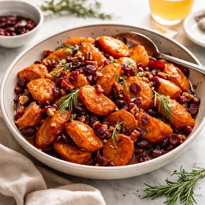 Image of Cider Glazed Sweet Potatoes with Cranberries