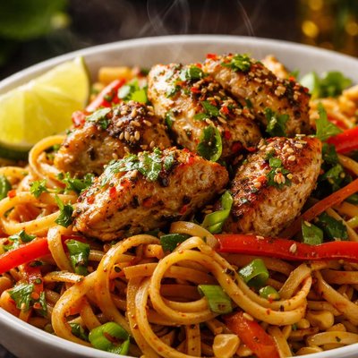 Image of Cilantro Chicken and Spicy Thai Noodles