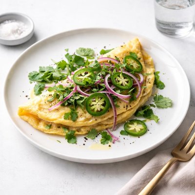 Image of Cilantro Red Onion and Jalapeno Omelet