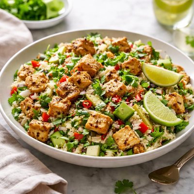 Image of Cilantro Scented Tofu Rice Salad