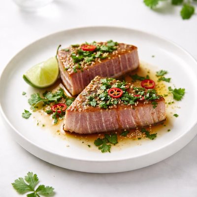 Image of Cilantro Tuna Steaks with Honey Glaze
